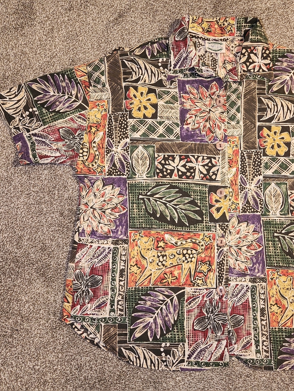 Vintage 90s Tropical Print Short Sleeve Button Up Grandpa Shirt Size M/L